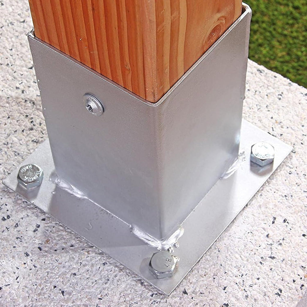 4 Pack Wood Fence Post Base Brackets, Concrete Post Anchor for Deck Railing/Vinyl Fence/Mailbox, Enclosed Bottom Pergola Support Bracket with Installation Kit(40x40 mm (1.6x1.6 in))
