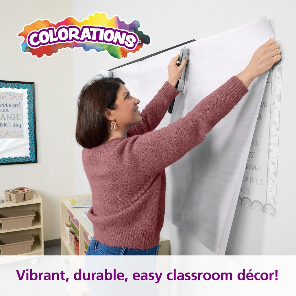 Colorations Dual Surface Paper Roll Classroom Supplies for Arts and Crafts White (36' x 1000') (Item # DSWH)