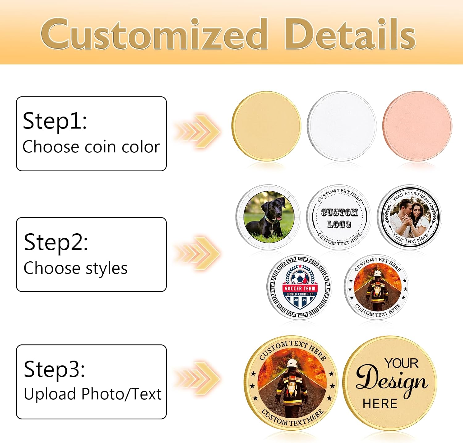Custom Challenge Coin with Logo Text Photo – Personalized Double-Sided Metal Coin for Men Women (20)
