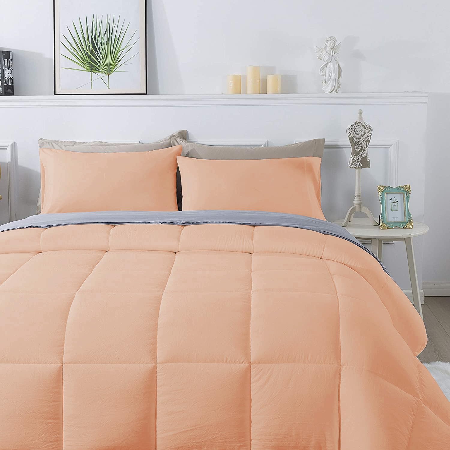 Olivia Rocco 1 Piece 1000 Thread Count Comforter Full XL/Queen Size (88' x 92') Inch 100% Egyptian Cotton Comforter 400 GSM Soft Quality - Blush Solid