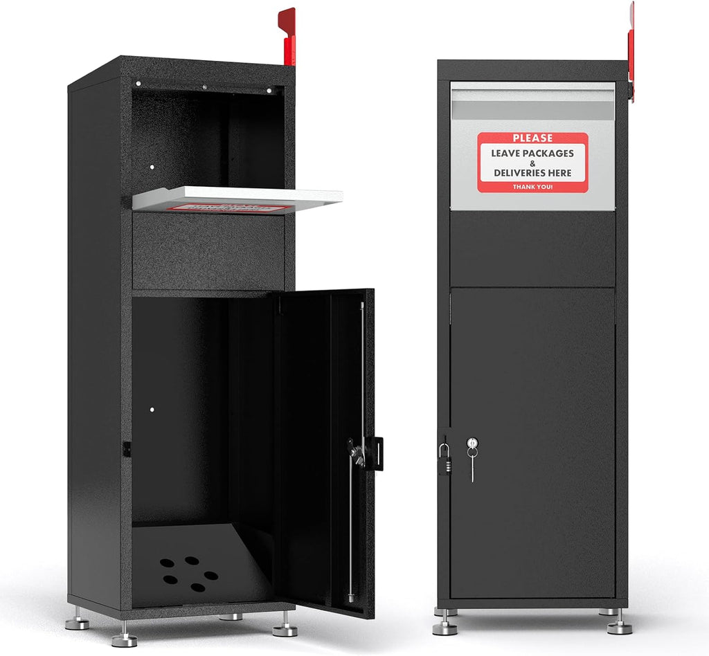 Pochar Package Delivery Boxes for Outside- Secure Parcel Drop Box with Combination & Key Lock - Anti-Theft Outdoor Package Drop Box for Porch Home Office, 15' x 11.25' x 45.25'