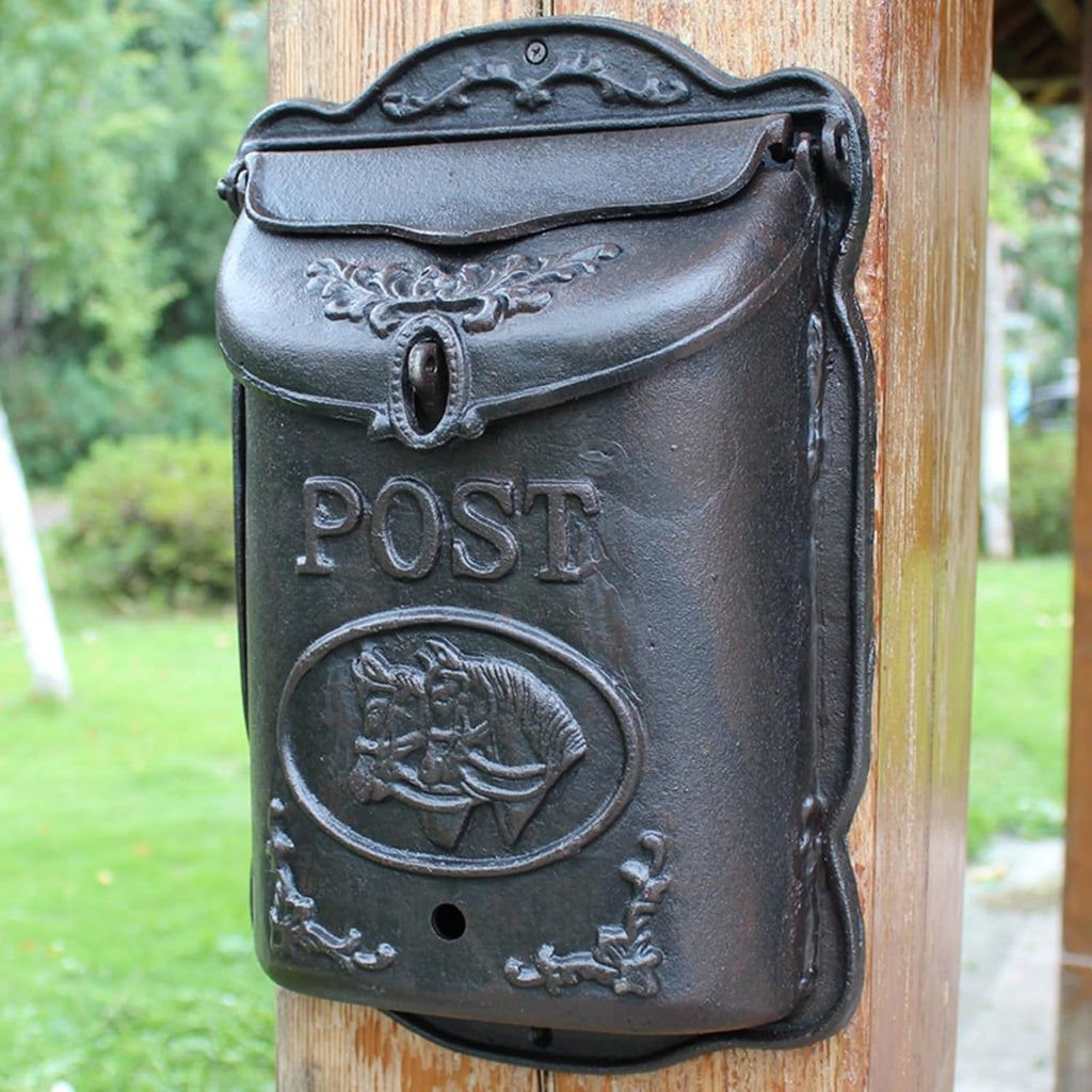 Vintage Style Wall Mount Mailboxes, Lockable Metal Mailbox, Heavy-Duty Post Box for House Outside, Nostalgic Charm Home Decor 10 x 4 x 15 Inch