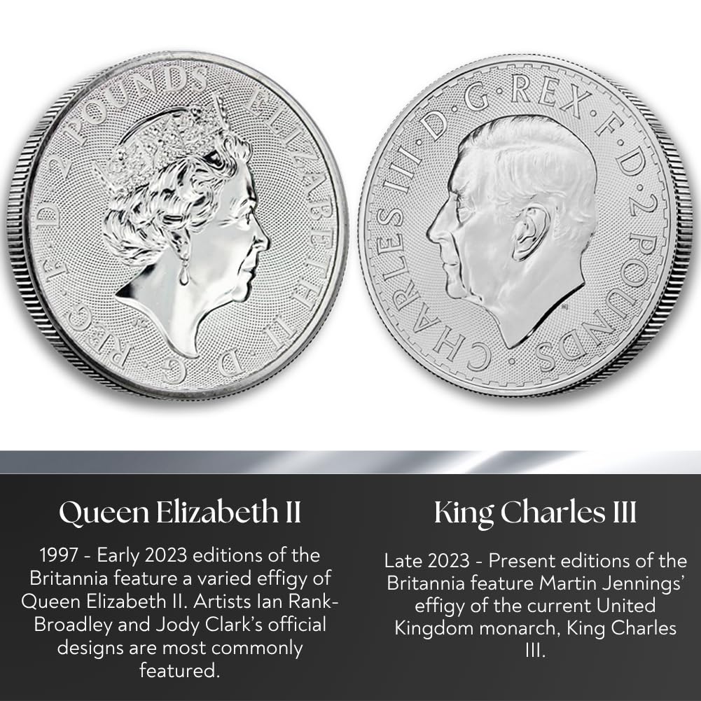 1997 - Present (Random Year) Lot of (5) 1 oz Silver Britannia Coins Brilliant Uncirculated with a Certificate of Authenticity £2 GBP Seller BU