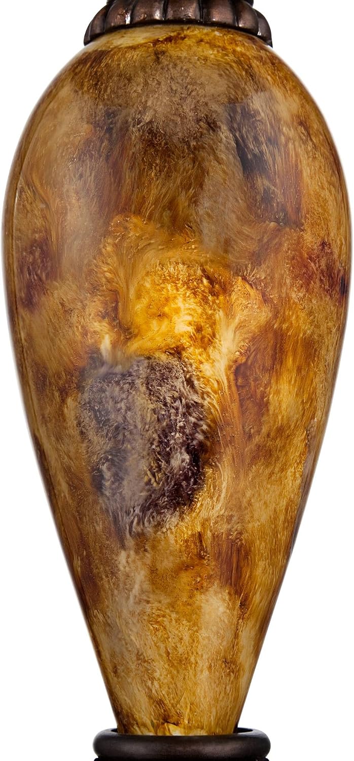 Kathy Ireland Mulholland Traditional Vintage Table Lamp 37' Tall Bronze Golden Marbleized White Bell Shade Decor for Living Room Bedroom House Bedside Nightstand Home Office Entryway Family
