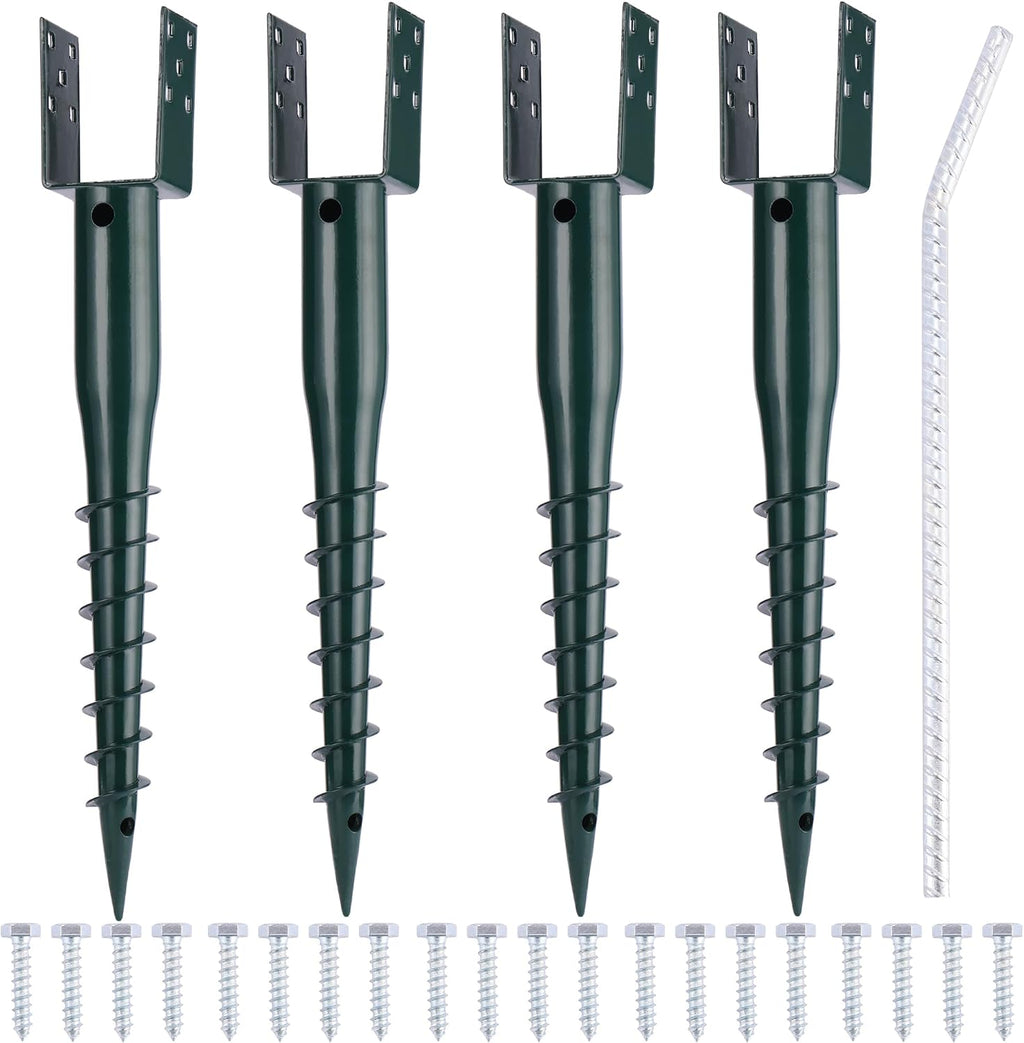 No Dig Ground Screw Anchor Spike – 27 inch U Shaped Post Stake for Mailbox and Fence, Includes Lag Bolts & Rebar, Fits Standard 4x4 (3.5' X 3.5' Inch) Post.