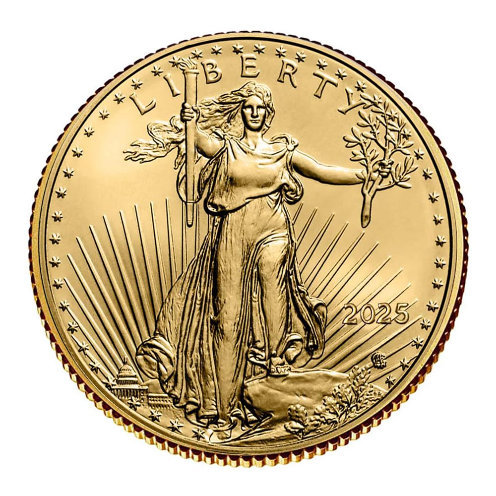 2025 - American Gold Eagle 1/10th oz Bullion Coin with Certificate of Authenticity $5 Seller Uncirculated