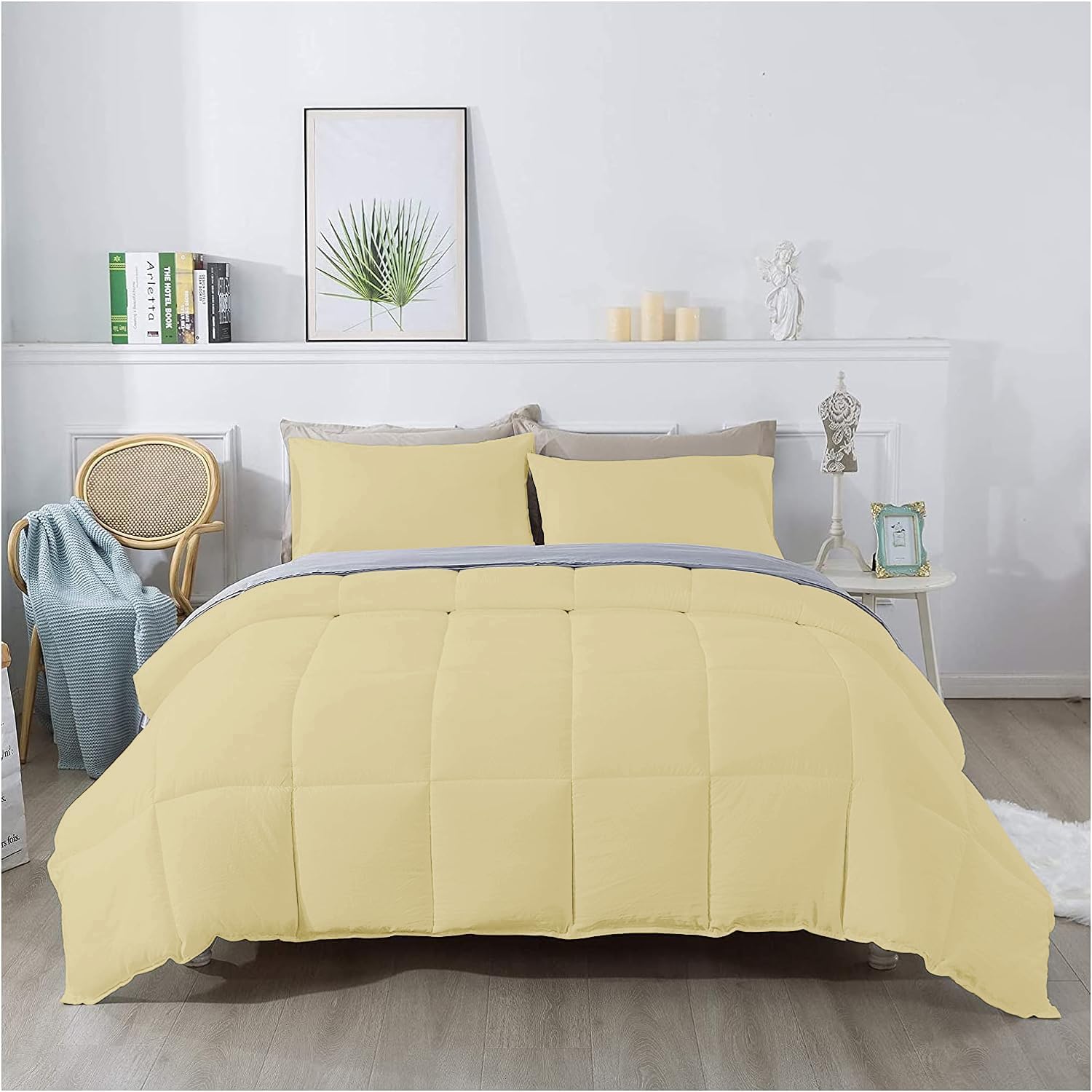 3 Piece 100% Egyptian Cotton 800 Thread Count Comforter Set Full/Queen Size (90' x 90') Inch 400 GSM Luxurious Hotel Collection Ultra-Soft Comforter Set- Ivory Solid