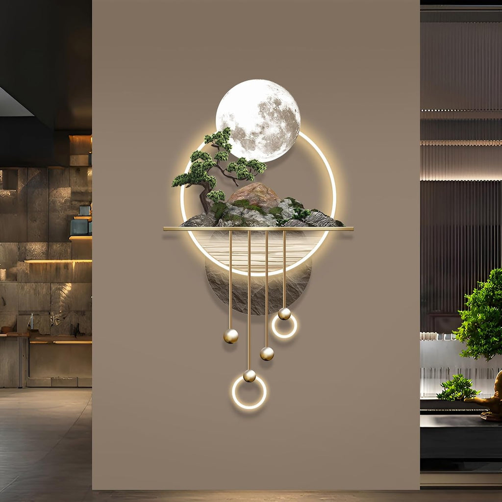 3D Wall Sculptures Painting Hanging Plug-in Power Supply Home Decor Wall 3D Wall Art Decoration - LED for Living Room, Office Bedroom, Hotel Decor(Stylle A,23.62 * 49.21)