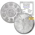 1982 - Present (Random Year) 1 oz Mexican Silver Libertad Coin Brilliant Uncirculated with Certificate of Authenticity - Moneda de Plata Pura de Ley 1 Onza Seller BU