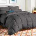 Twin Size 8 Piece Bed in a Bag 100% Egyptian Cotton Premium 1000 Thread Count (500GSM Comforter, 12 inch Deep Pocket Sheet Set and Bed Skirt) - Elephant Grey