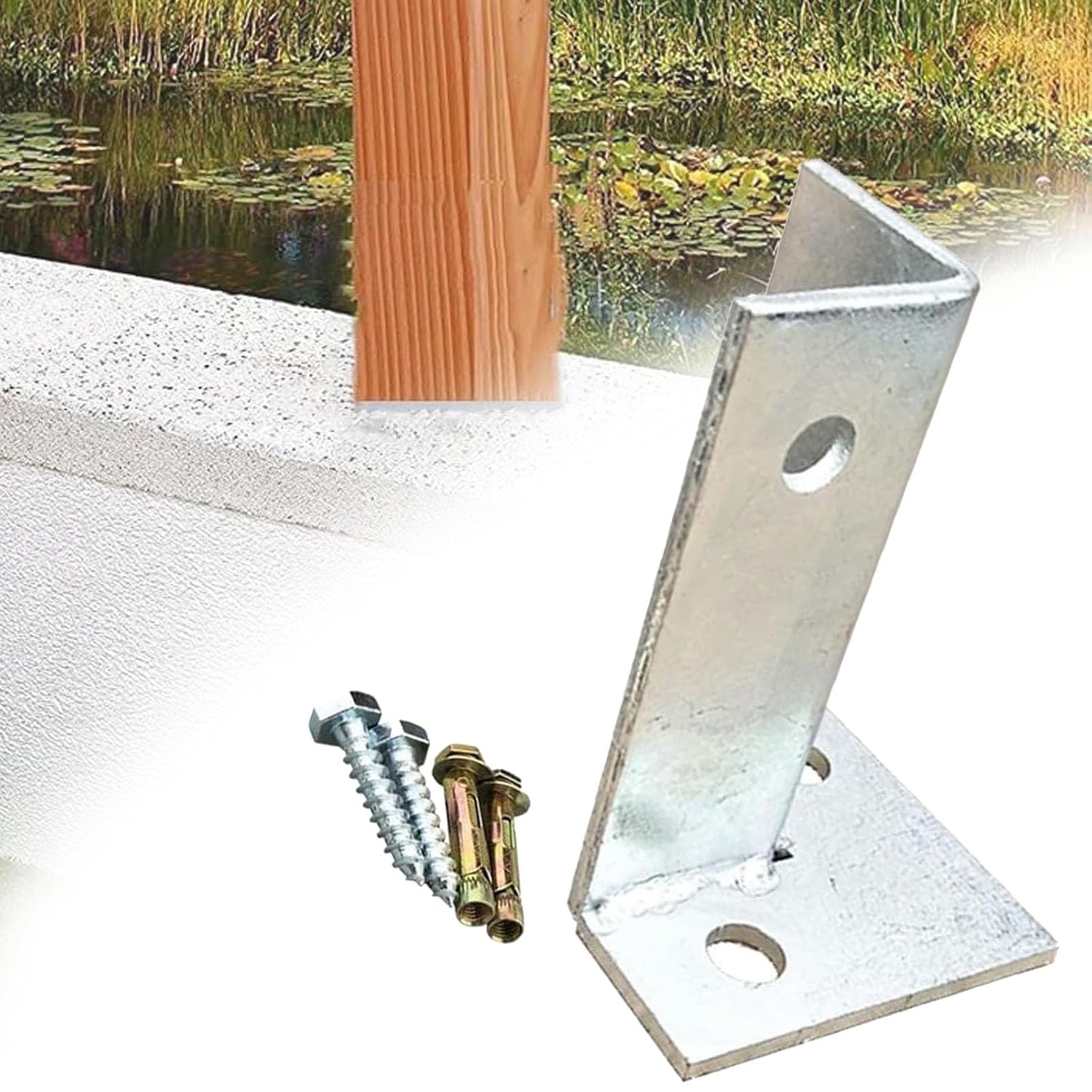 Heavy Duty Half Column Base, Adjustable Wood Fence Post Brackets for Wooden Mailbox/Patio Fence, Sturdy Stainless Bracket Anchor, Ground Mount(18pcs)