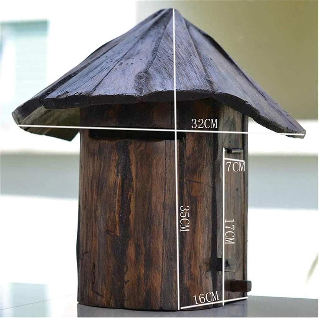 Solid Wood Retro Mailbox Wall-Mounted Mailbox for Outside, Rural Style Wall-Mount Letterboxes for Outdoor Patio Villa
