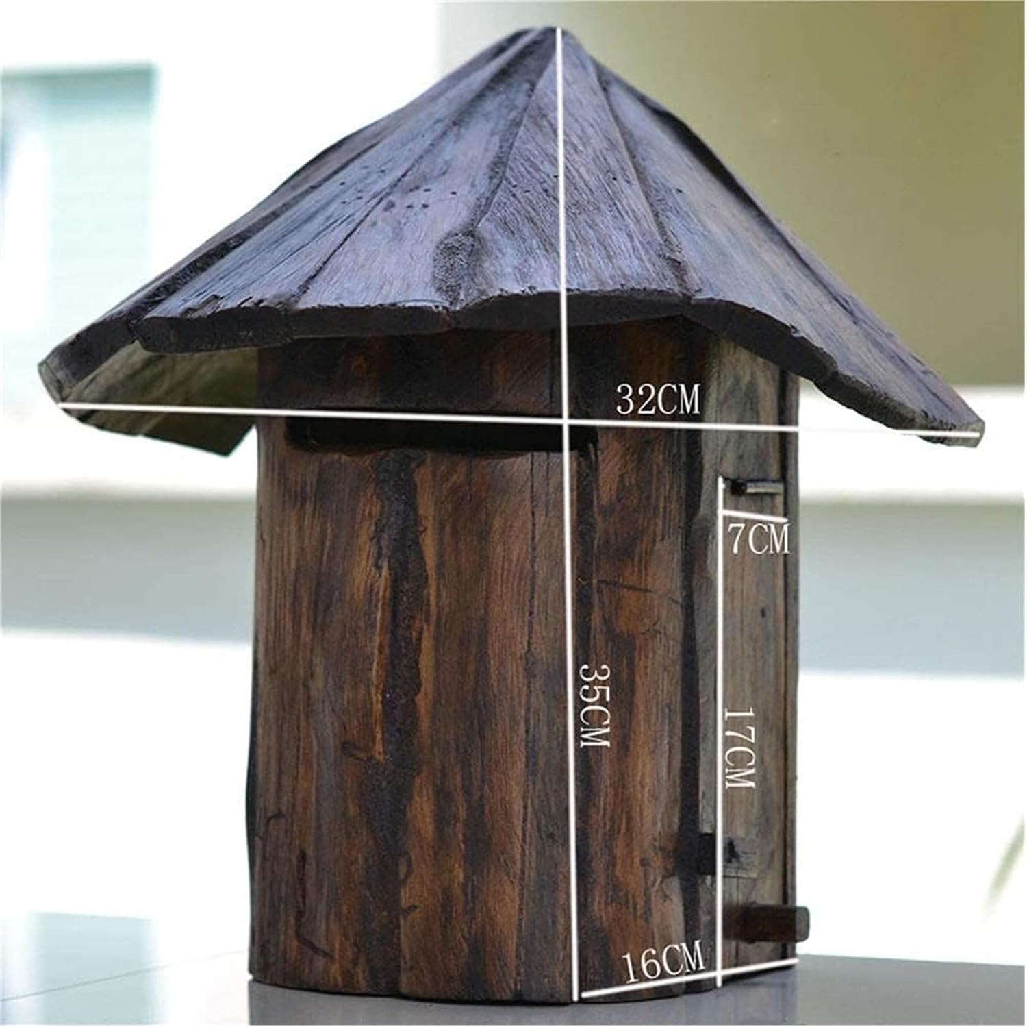Solid Wood Retro Mailbox Wall-Mounted Mailbox for Outside, Rural Style Wall-Mount Letterboxes for Outdoor Patio Villa