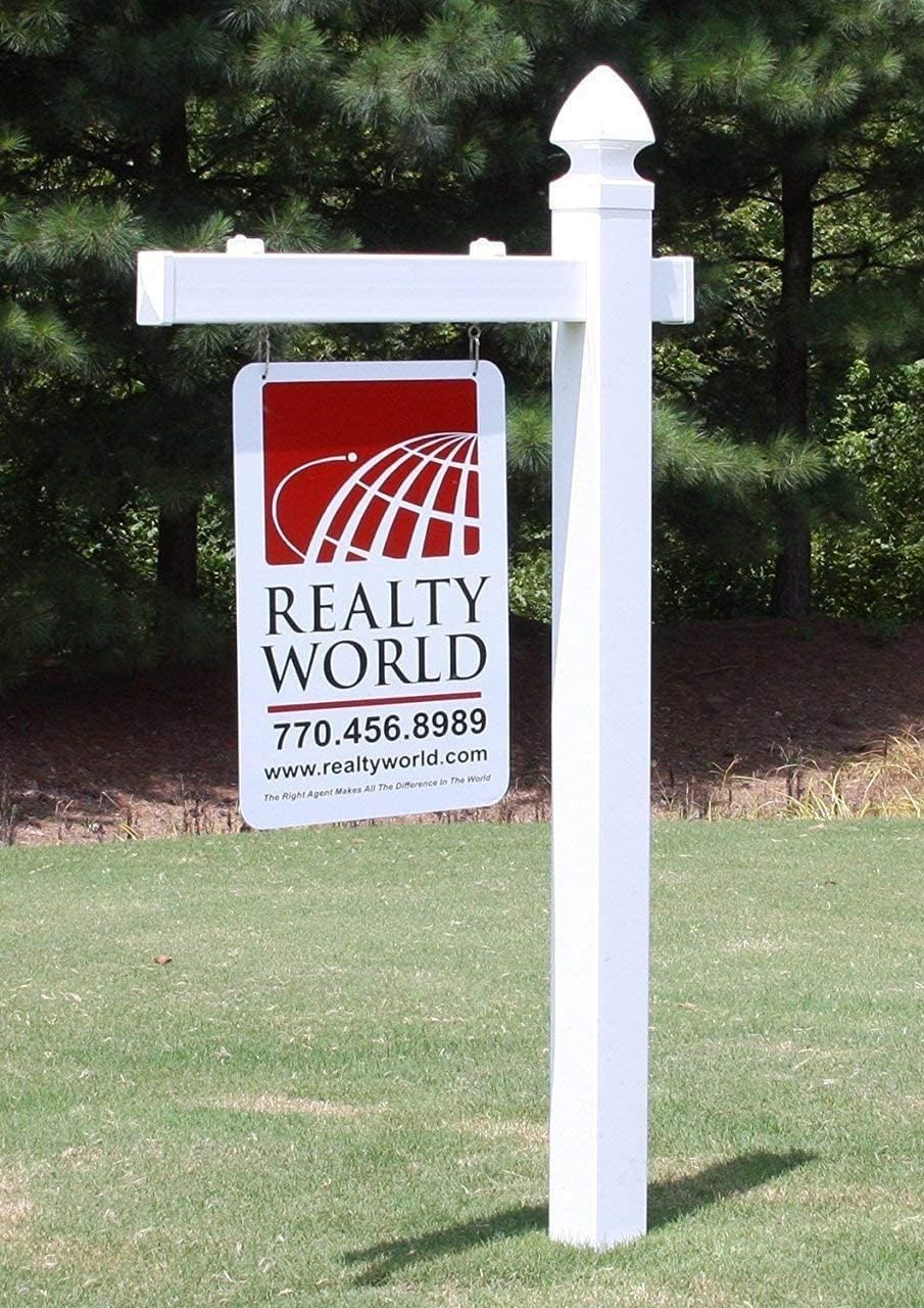 4Ever Products Vinyl PVC Real Estate Sign Post - White - 5' Tall Post - 10 Pack