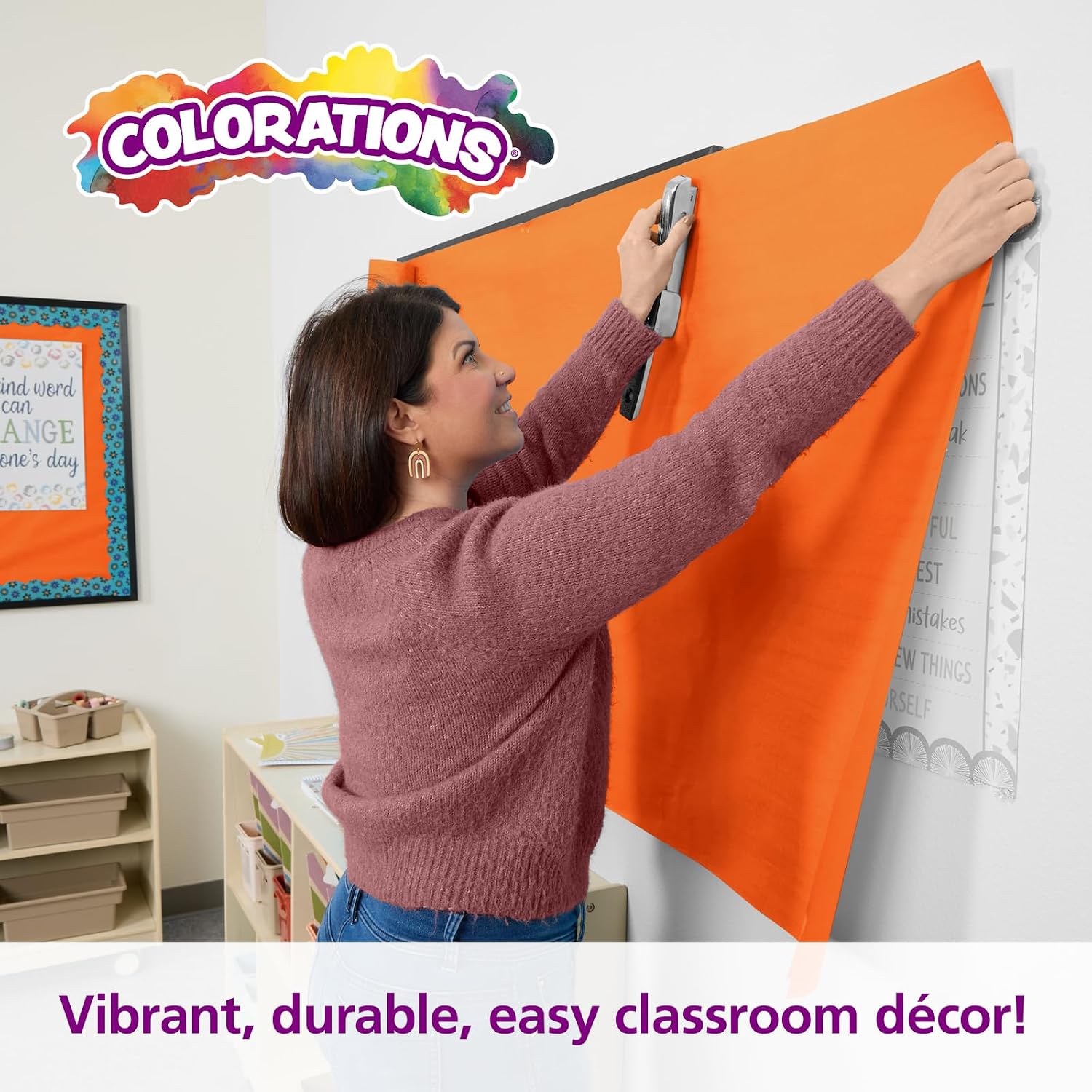 Colorations Arts and Crafts Paper Roll - Orange, Dual Surface, Finger Paints, Painting, Watercolors, Acrylic Paints, Wall Art, Bulletin Board Paper, Kids Crafts (Item # DSOR), 36' x 1000' (1 Roll)
