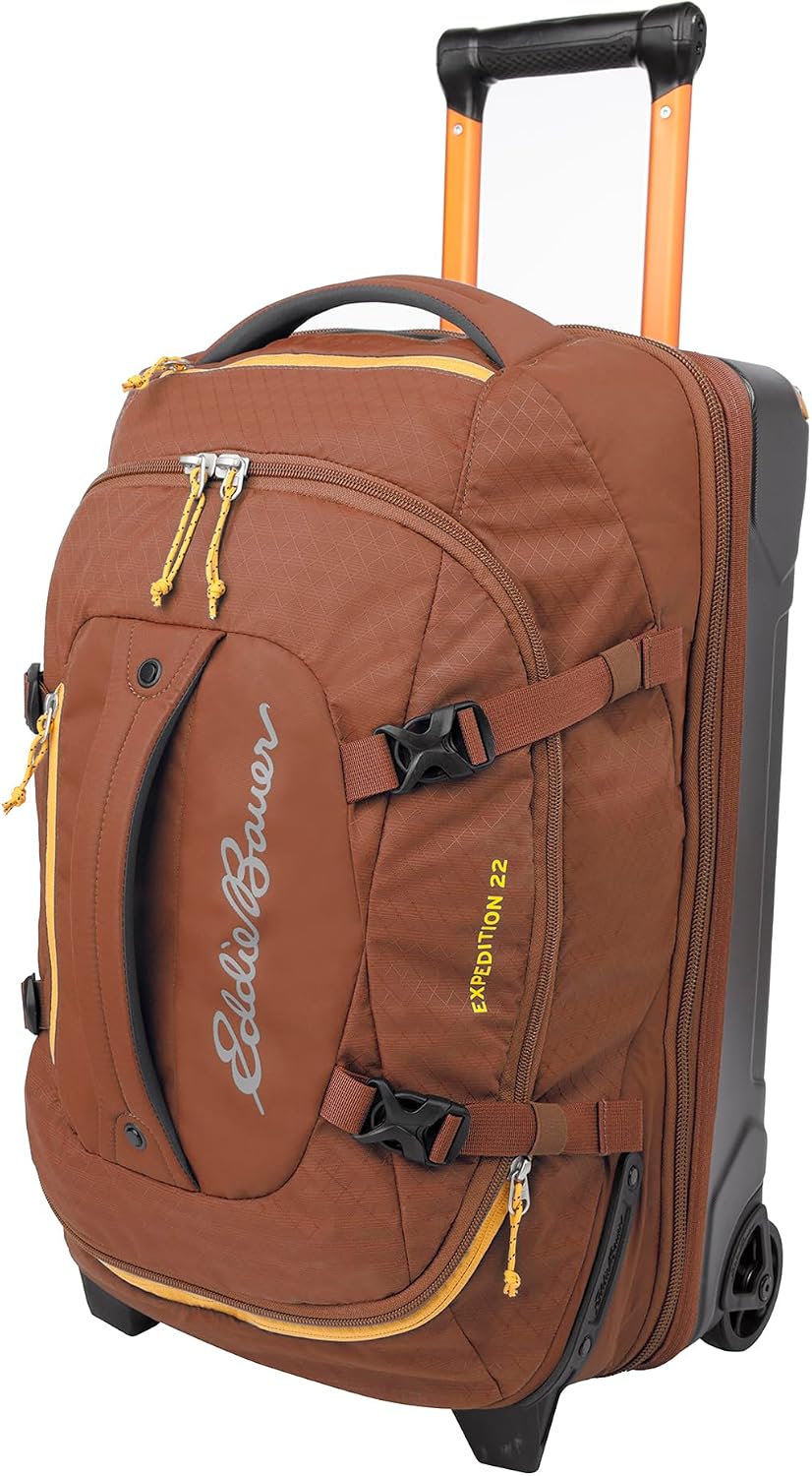 Eddie Bauer Expedition Rolling Duffel Bag with Wheels | Travel | Carry-On | Luggage | Rugged | Durable - Rust, 22'