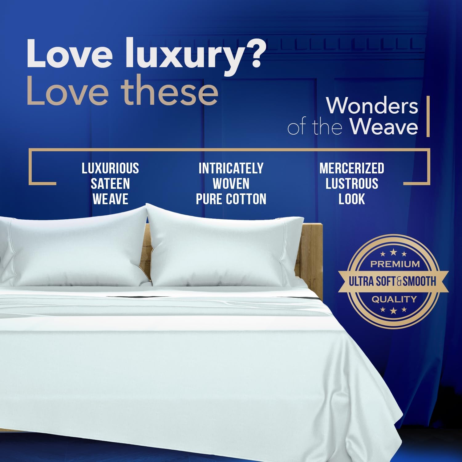 TEXAS LINEN CO. 100% Egyptian Cotton California King Sheet Sets - Luxury 1000 Series Lonestar Lovin' Collection Cal King Sheet Set (4 PC, Sea Foam), Cooling, 16' Deep Pocket Sateen Hotel Bed Sheets