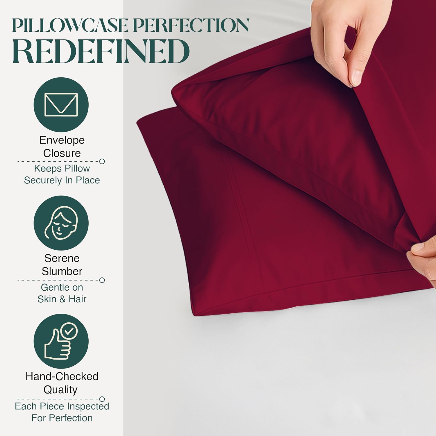 100% Egyptian Cotton Sheet Set Queen Size 4 PCs Sateen Weave Cooling Soft Wrinkle Resistant 18 inches Deep Pocket | 1 Fitted Sheet, 1 Flat Sheet, 2 Pillowcases | Burgundy