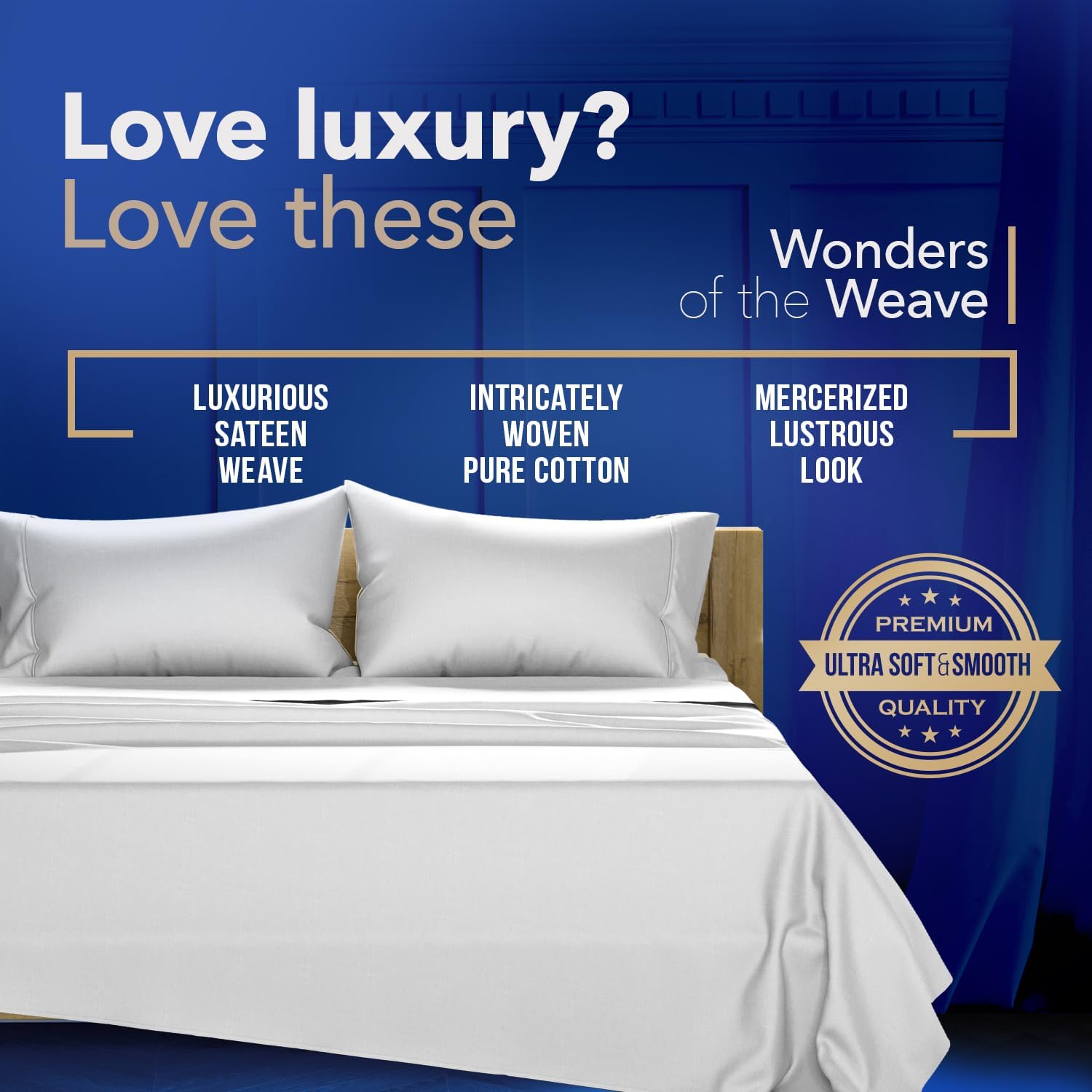 TEXAS LINEN CO. 100% Egyptian Cotton California King Sheet Sets - Luxury 1000 Series Lonestar Lovin' Collection Cal King Sheet Set (4 PC, Silver), Cooling, 16' Deep Pocket Sateen Hotel Bed Sheets