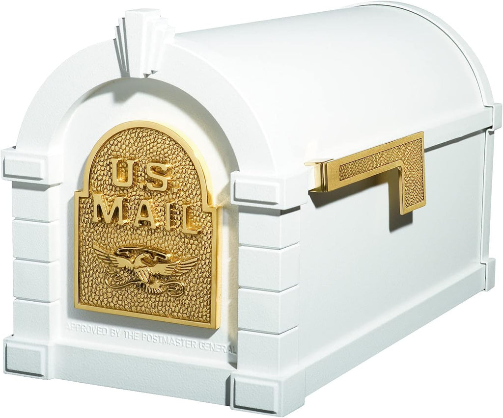 Gaines KS-1A - Eagle Keystone Series Mailboxes - White/Polished Brass