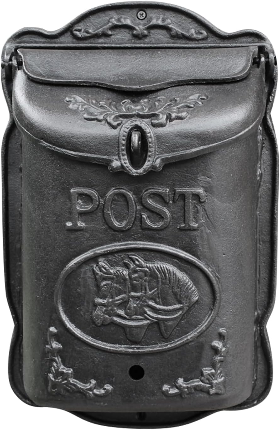Vintage Style Wall Mount Mailboxes, Lockable Metal Mailbox, Heavy-Duty Post Box for House Outside, Nostalgic Charm Home Decor 10 x 4 x 15 Inch