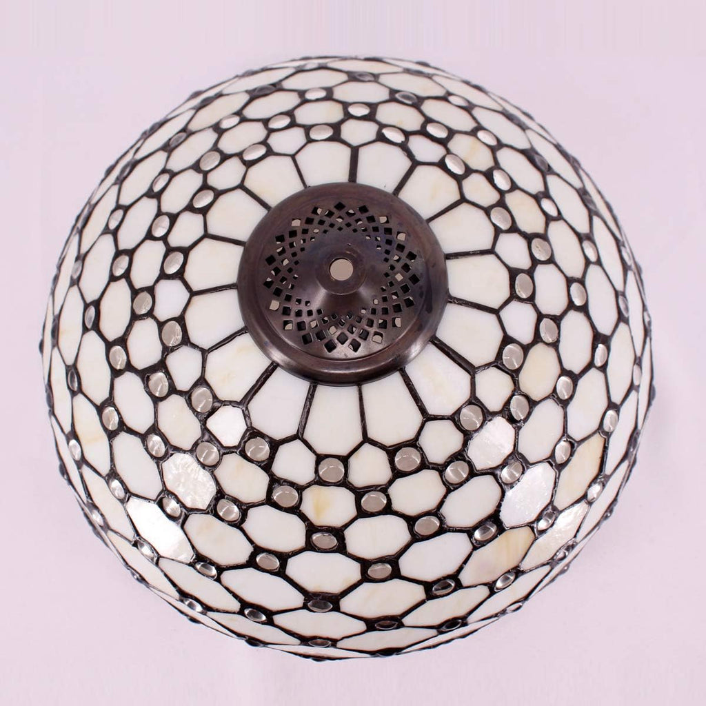 Tiffany Lamp Shade Replacement W16H7 Inch Stained Glass Crystal Pear Bead Lampshade Fit For Table Lamps FLoor Lamp Ceiling Fixture (3 Hooks)Pendant Hanging Light S005 WERFACTORY Home Office Decoration