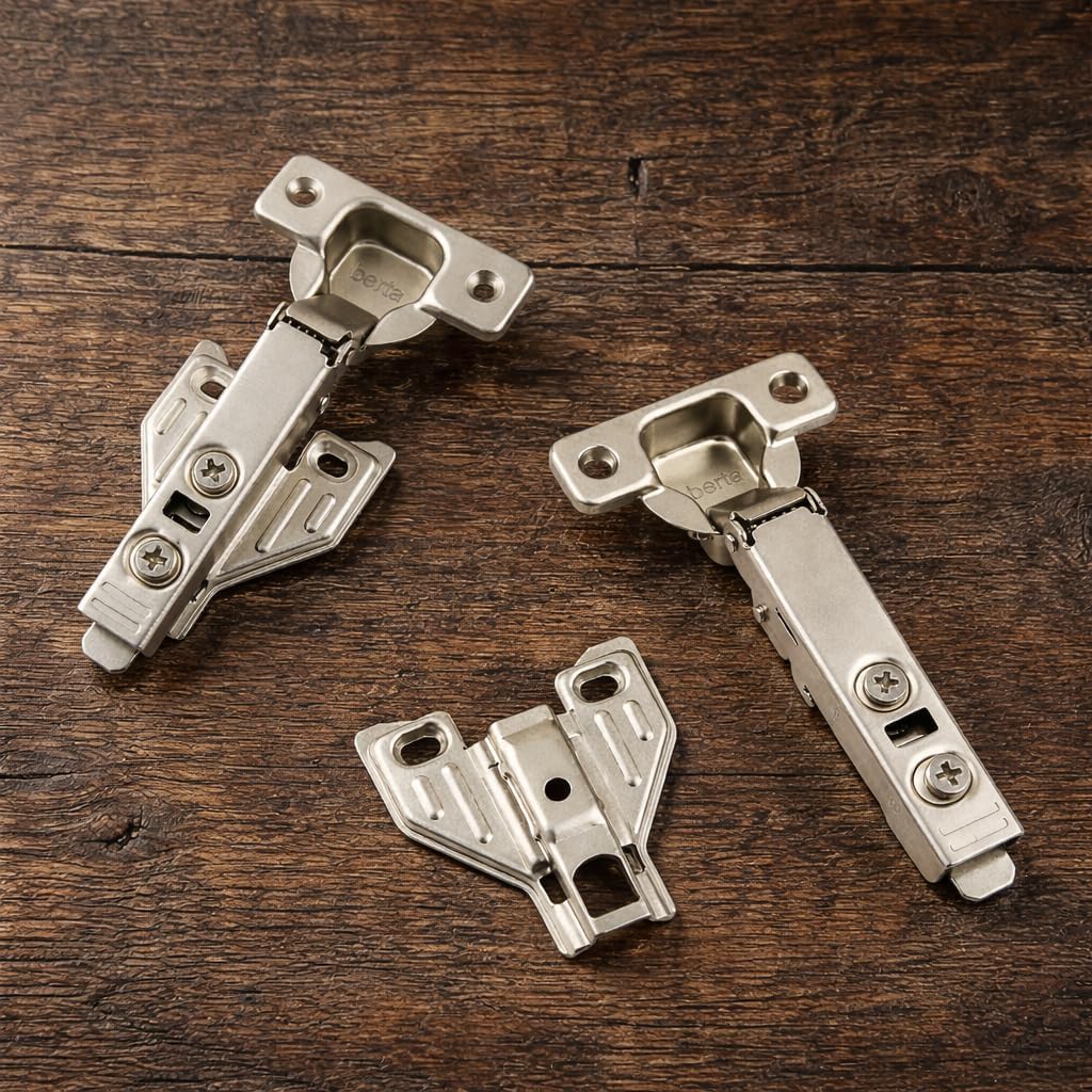 Berta 100-Pack, Full Overlay Cabinet Door Hinges,105 Degree Adjustable Concealed Kitchen Cabinet Hinges Soft Close for Face Frame Cabinet, with Screws - Durable and Easy Installation
