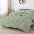 5 PC Straight Line Pattern Comforter Set Premium Super Soft 600 GSM All Season | 1000 Thread Count | 100% Egyptian Cotton ( Full/Queen Size, Light Sage Color)