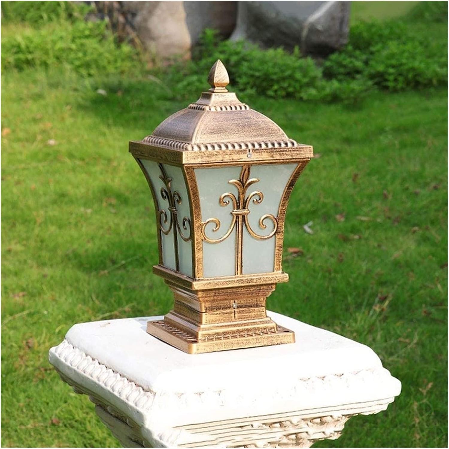 Courtyard Light Column Lamp Stigma Floor Lamp Lantern Wood Mailbox Posts for Outside Column Lights Street Lamp Decor Light/73Cm