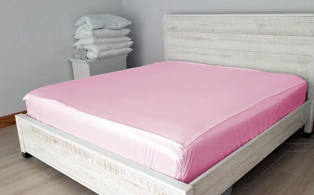 Zip On Sheets Queen Zipper Fitted Sheets 60X80 - Includes 2 Zip On Sheet & 1 Fitted Sheet Base - 8' to 16' Inch Deep Pocket Zipper Sheets - Faster & Easier Microfiber Queen Size - Baby Pink