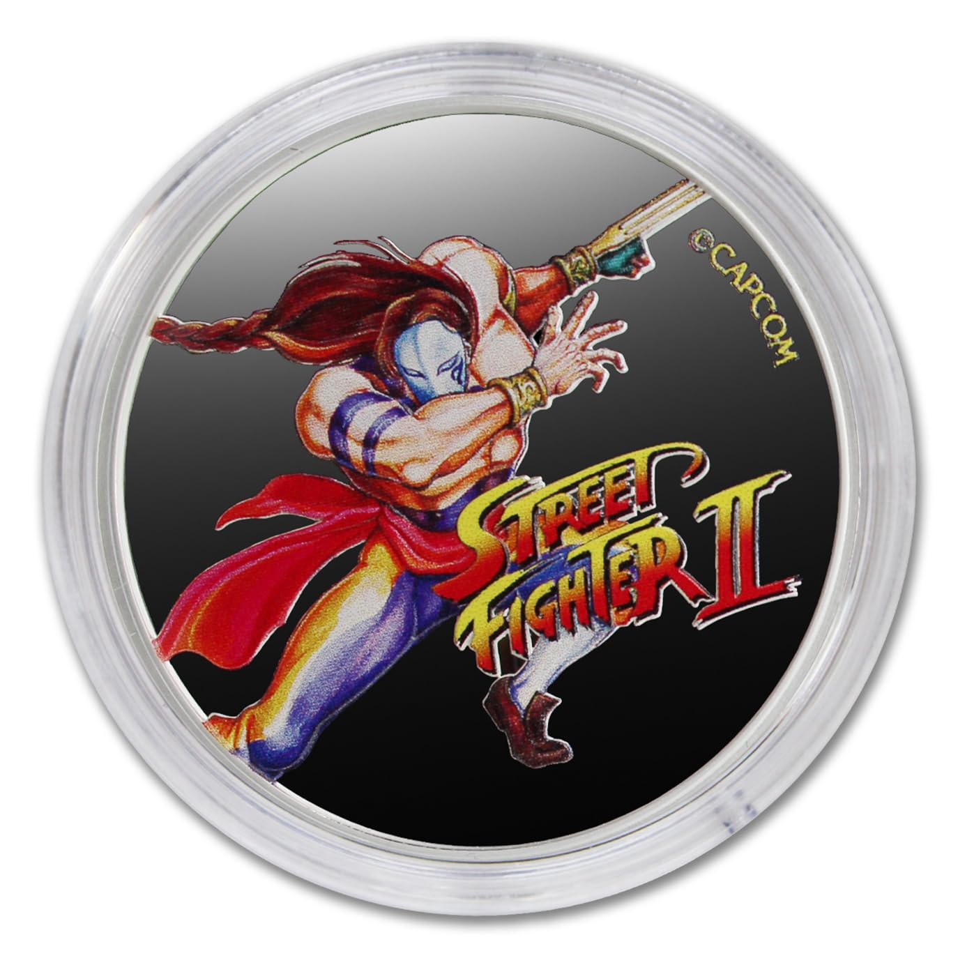 2021 1 oz Silver Fiji Street Fighter II 30th Anniversary Vega Coloured Brilliant Uncirculated (in Capsule) with a Certificate of Authenticity 50c BU