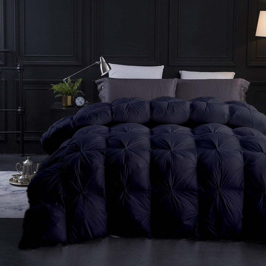 Fluffy & Thick 1500-TC Pinch Pleated Down Comforter Queen Size 88 x 92 Inches 1-Piece All-Season Duvet Insert, 850 GSM Micro Fill with All Side Corner Tabs 100% Egyptian Cotton