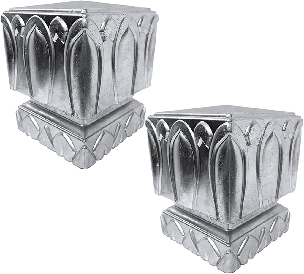 Post Cap Metal Fence Post Top Cap Fence Post Cap, Aluminum Railing Cover, Fence Top Protection for Villa Stair, Mailbox, Deck, Dock, Lotus Relief Decorative Piling Caps, 2 pcs
