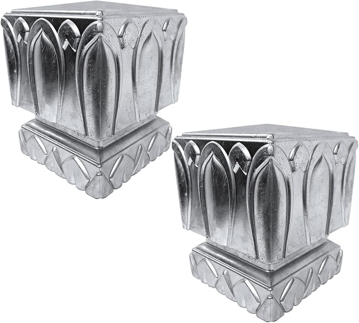 Post Cap Metal Fence Post Top Cap Fence Post Cap, Aluminum Railing Cover, Fence Top Protection for Villa Stair, Mailbox, Deck, Dock, Lotus Relief Decorative Piling Caps, 2 pcs