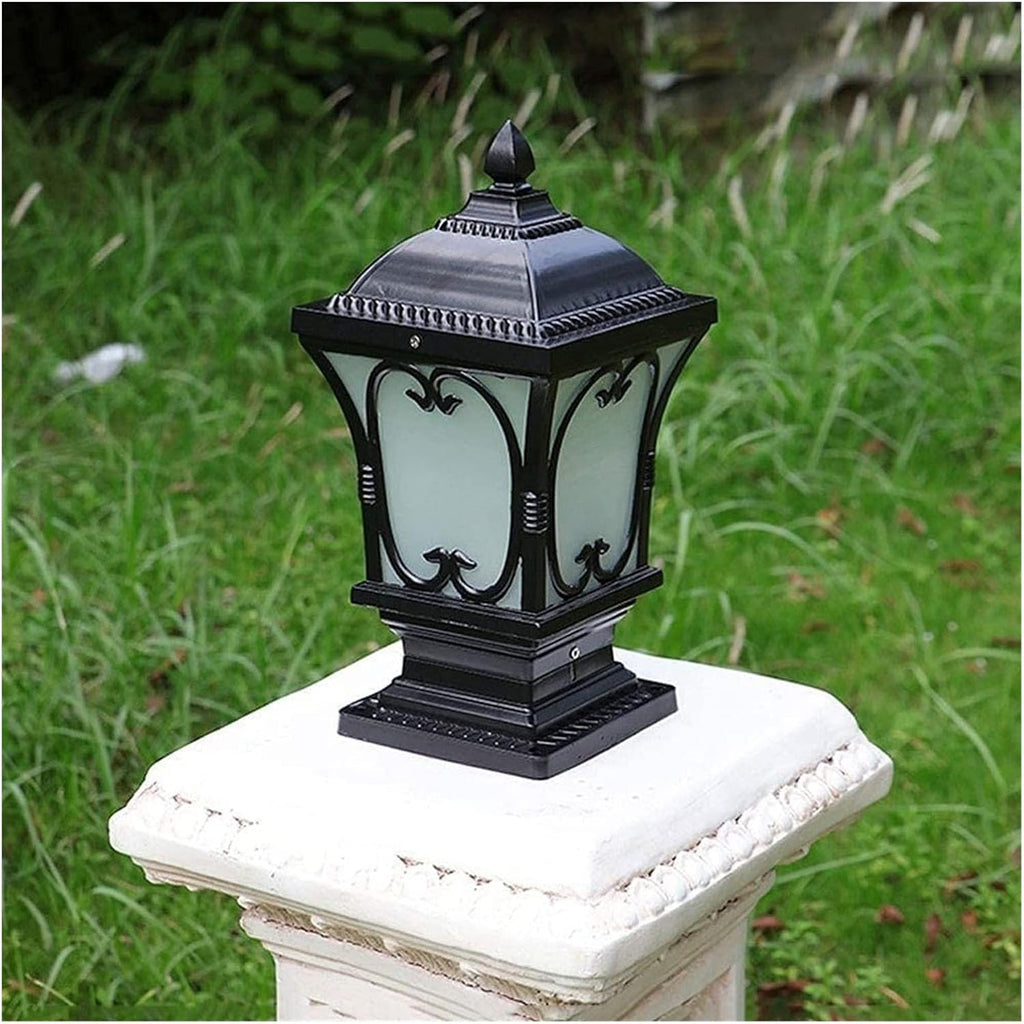 Courtyard light Stigma Floor Lamp Lantern Wood Mailbox Posts for Outside Columns and Pillars Door Post Waterproof Post Light Garden Villa Pillar Lamp Street La ( Color : Dolphin Waves , Size : 47Cm )