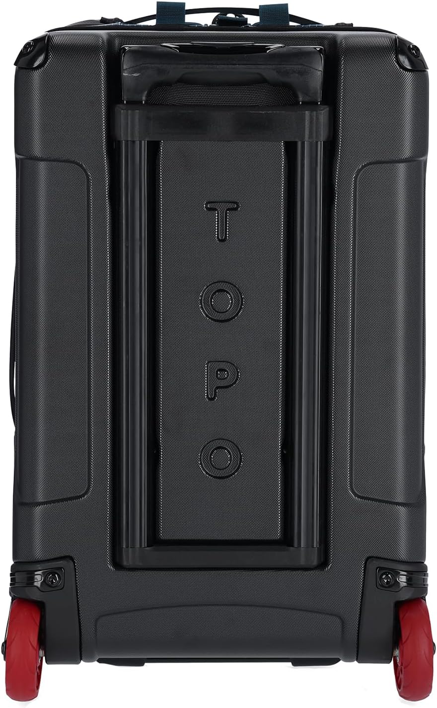 Topo Designs Global Travel Roller Bag Suitcase, 44L Carry-On, 3 Handles, Smooth Heavy Duty Wheels, Telescoping Handle, Durable + Rugged, WRAP Certified, PFAS Free (Apex Pond Blue)