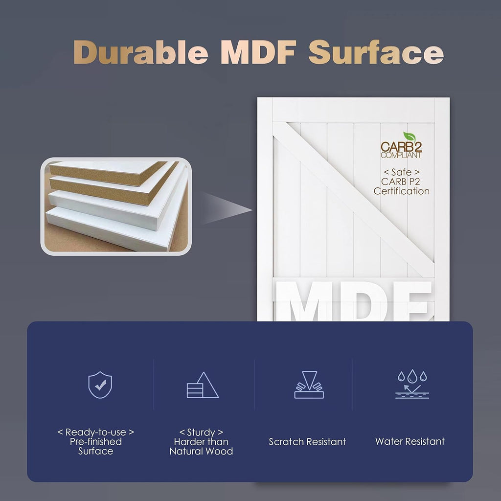 18 x 80 Interior Door Slab, Glass Door, Pantry Doors with Frosted Glass, Solid Core 3 Panel Prebuilt Panel, Paintable Bedroom Doors, Privacy Protected