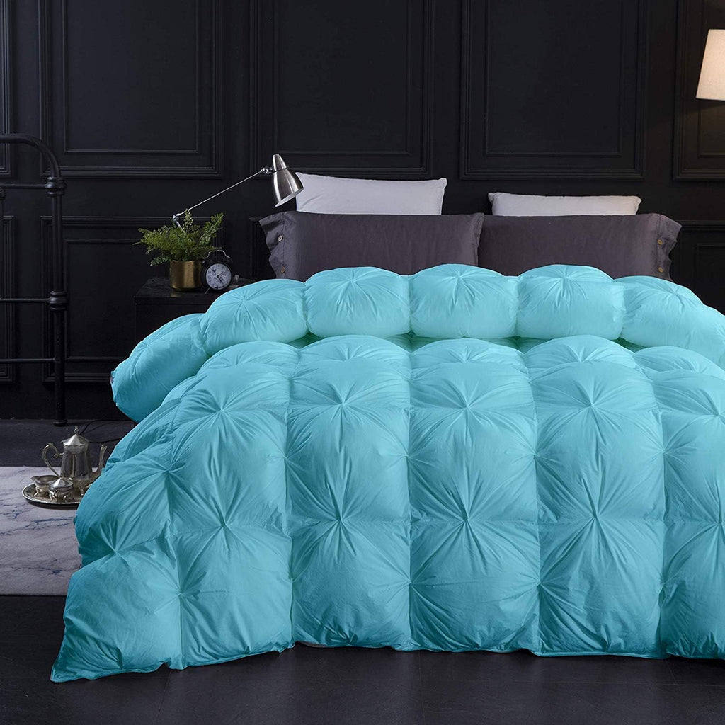 Hotel Collection 1600-TC Pinch Pleated Down Comforter Oversized Queen Size 98 x 98 Inches 1-Piece All-Season Duvet Insert, 850 GSM Micro Fill with All Side Corner Tabs 100% Egyptian Cotton