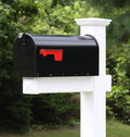 The Fillmore Vinyl/PVC Mailbox Post (Includes Mailbox) Complete Decorative Curbside Mailbox System with Classic Traditional Style (Black Mailbox)