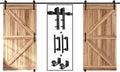 EaseLife 14 FT Double Sliding Barn Door Track and Handle Hardware Kit,Straight Pulley,Slide Smoothly Quietly,Easy Install (14FT Track Kit for 40'~42' Wide Double Door)