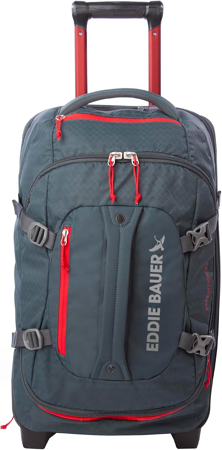 Eddie Bauer Expedition Rolling Duffel Bag with Wheels | Travel | Carry-On | Luggage | Rugged | Durable - Storm, 22'