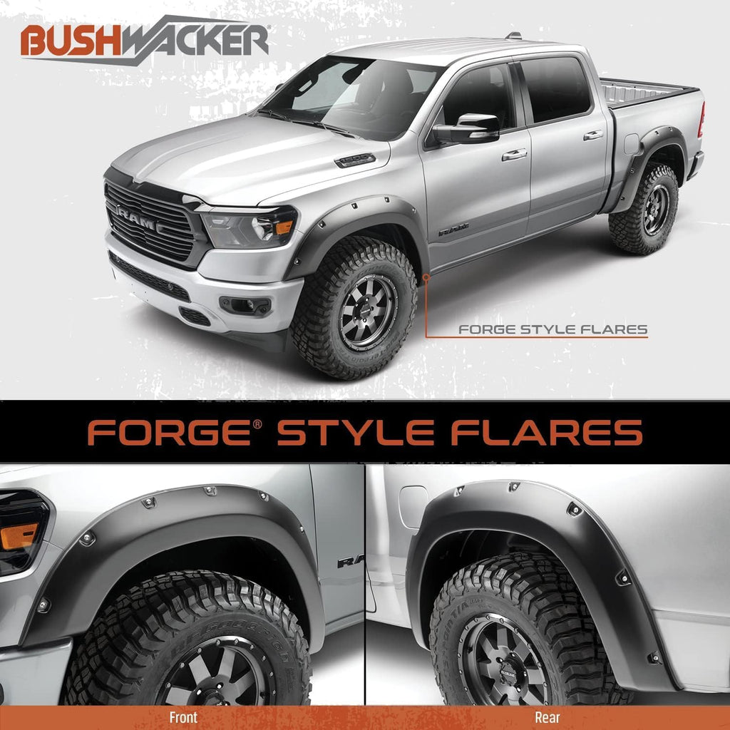 Bushwacker Forge Pocket/Rivet Style Front & Rear Fender Flares | 4-Piece Set, Black, Textured Finish | 28129-08 | Fits 2017-2022 Ford F-250. F-350, F-450 Super Duty