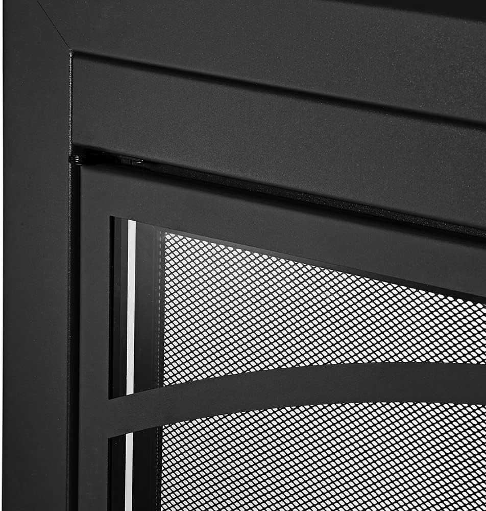 UniFlame - Gerri - Cabinet-Style Fireplace Doors with Smoke Tempered Glass (Color: Black, Size: Small - Fits Opening 30in to 37in W x 22.5in to 29.5in H)