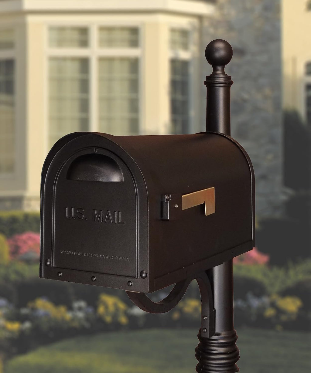Special Lite Classic Curbside Mailbox - Black Aluminum Mailbox for Post Mount - SCC-1008-BLK