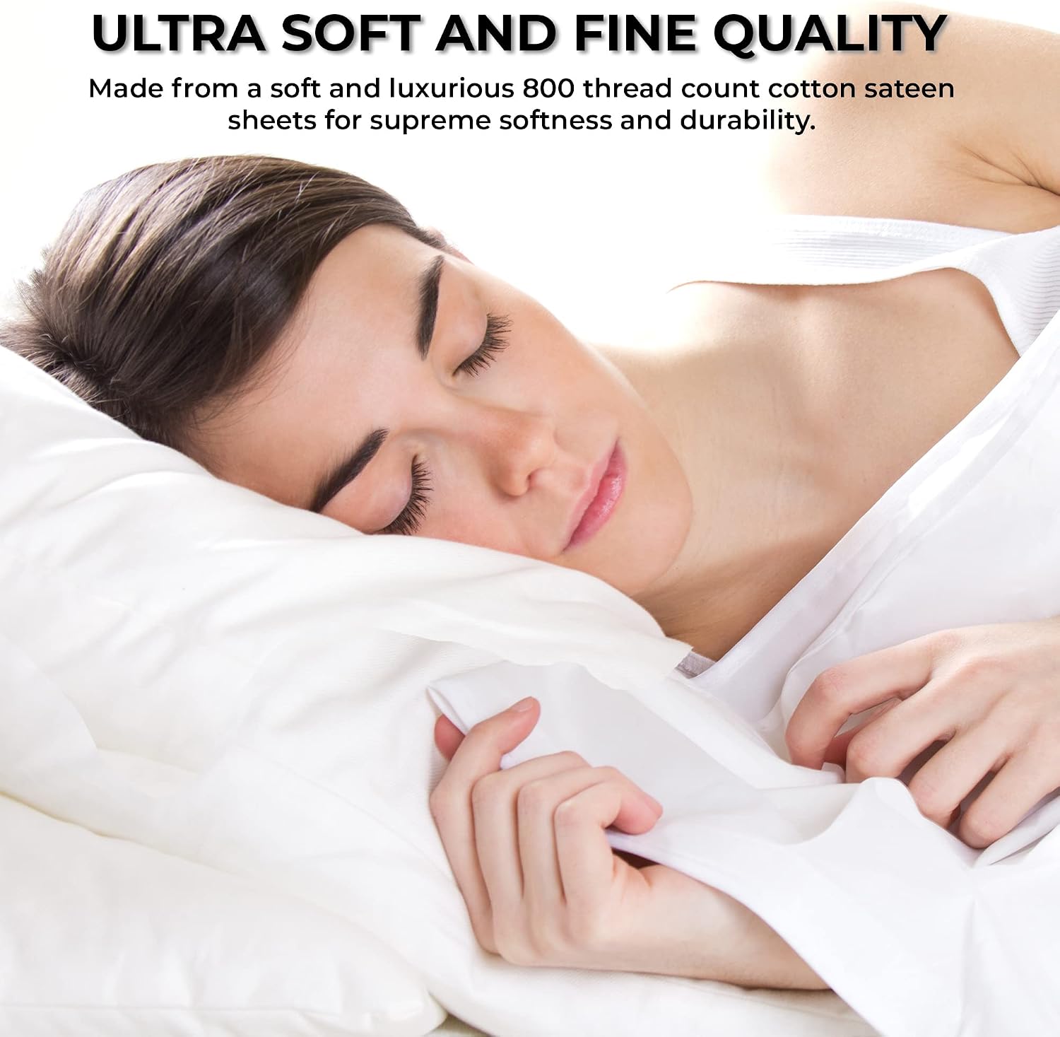 Tribeca Living® Egyptian Cotton Sateen 800 Thread Count Hemstitched Deep Pocket Sheet Set Queen White