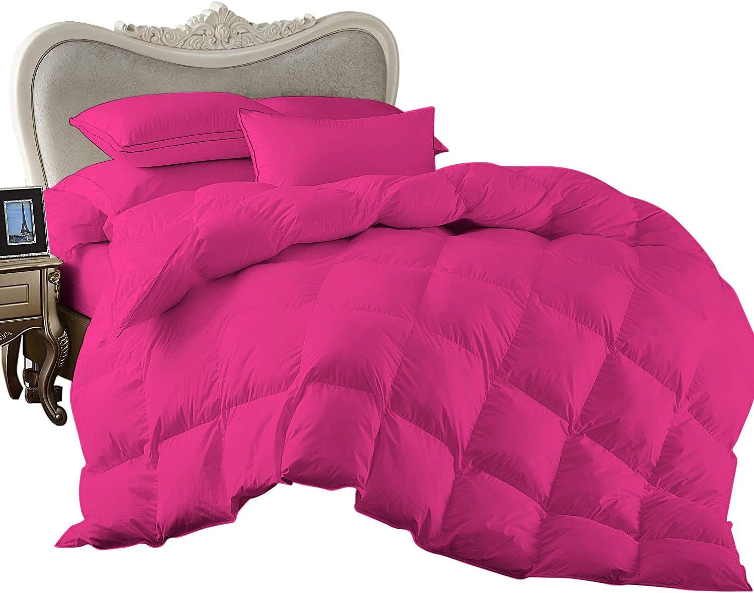 7 Piece Bed-in-A-Bag Comforter & Sheet Set 8-10' Deep Pocket, 100% Egyptian Cotton Queen Size, Hot Pink, Sets Include - 1Comforter, 1Flat Sheet,1Fitted Sheet, 2Pillowcase & 2Pillowsham