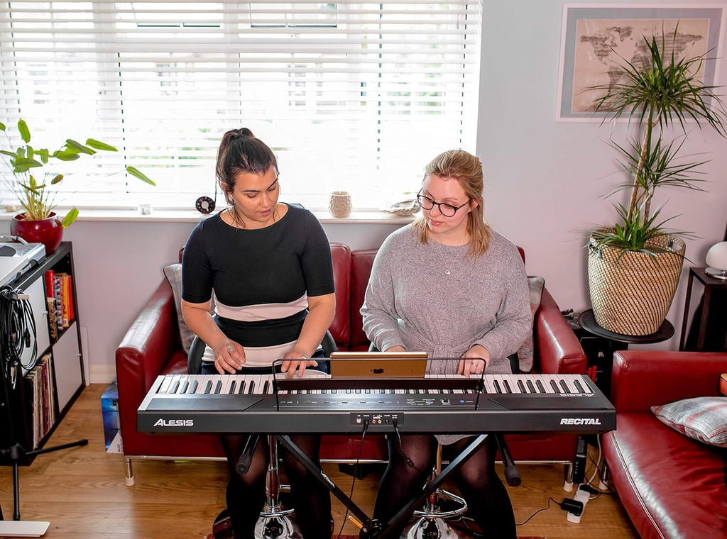 Alesis Recital - 88 Key Digital Piano Keyboard with Semi-Weighted Keys, 2x20W Speakers, 5 Voices, Split, Layer and Lesson Mode, FX and Piano Lessons