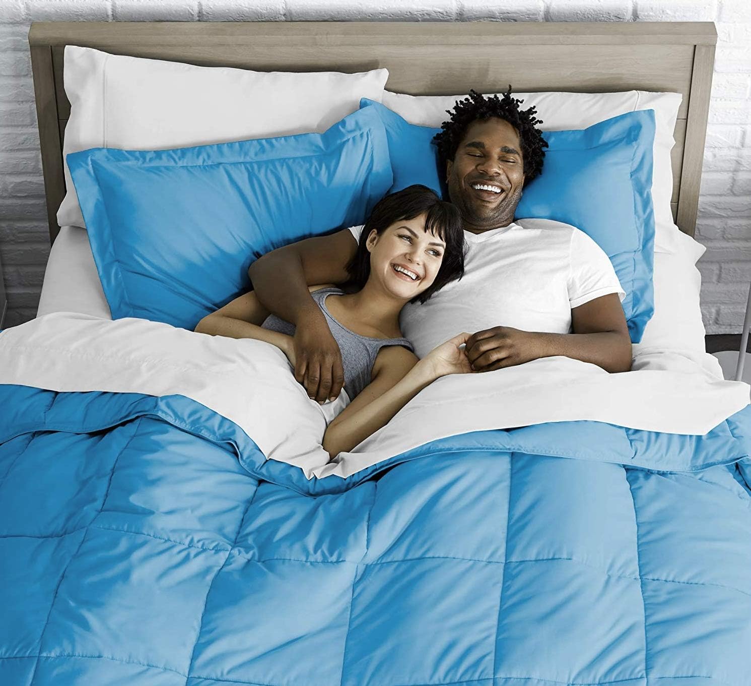 Queen Comforter Set Egyptian Cotton 1000 Series Light Blue 400 GSM Queen Size Comforter Set (Comforter + 2 Pillowcases) Comforter for Queen Size Bed