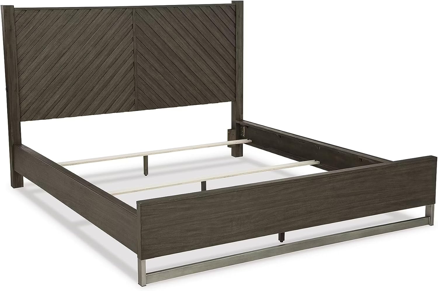 Signature Design by Ashley Arkenton Contemporary California King Panel Bed with Dual USB Charging Ports, Foundation or Box Spring Needed, Dark Brown