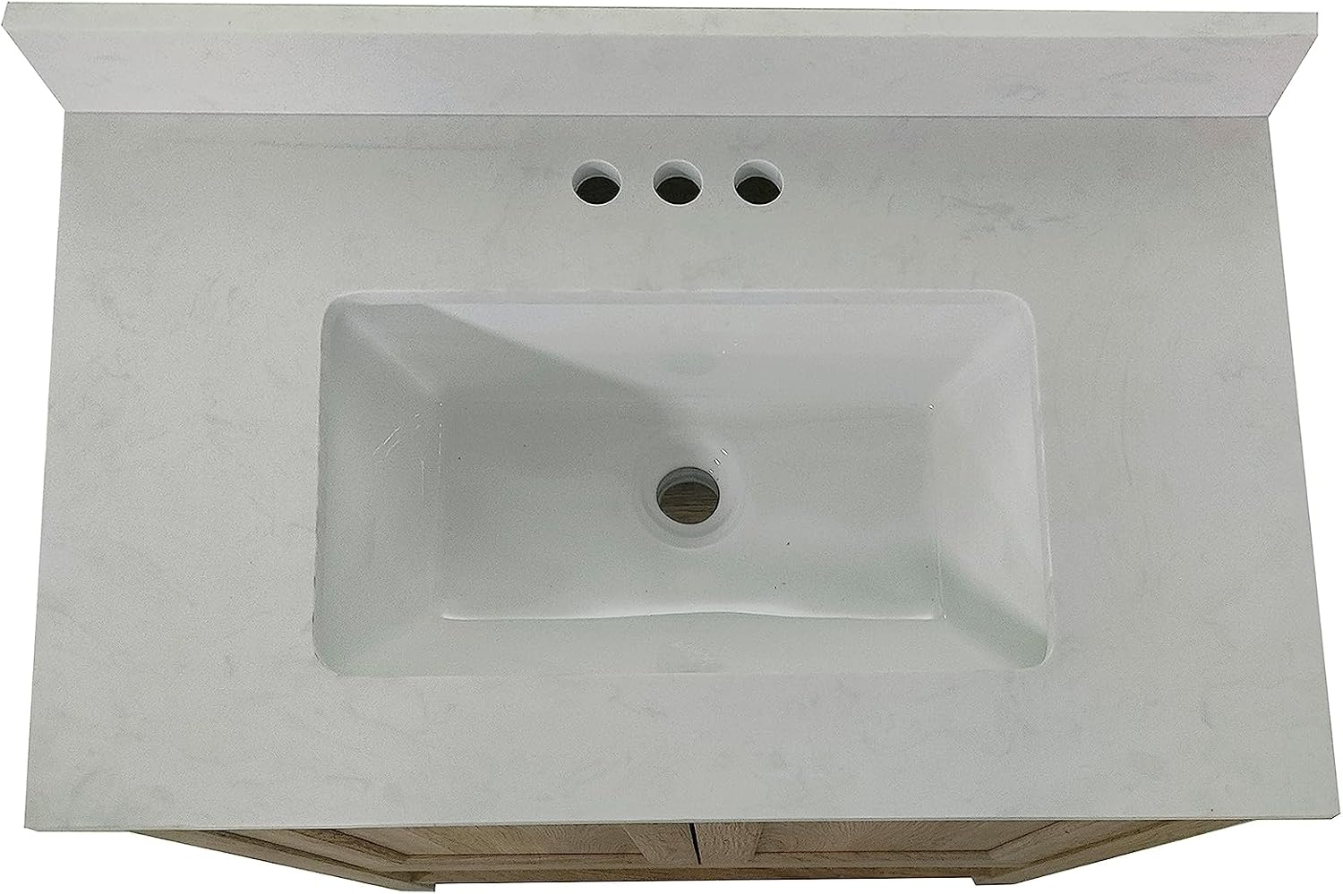 Flash Furniture Vega 30 Inch Bathroom Vanity with Sink Combo, Storage Cabinet with Soft Close Doors and Open Shelf, Carrara Marble Finish Countertop, Brown/White